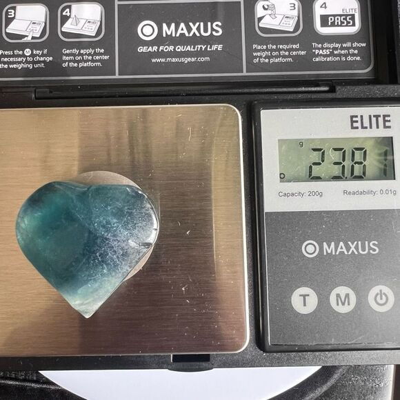 Blue Green Fluorite Crystal Heart - Picture 11 of 12